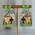 Hand Painted Easter Cross Earrings – He Is Risen
