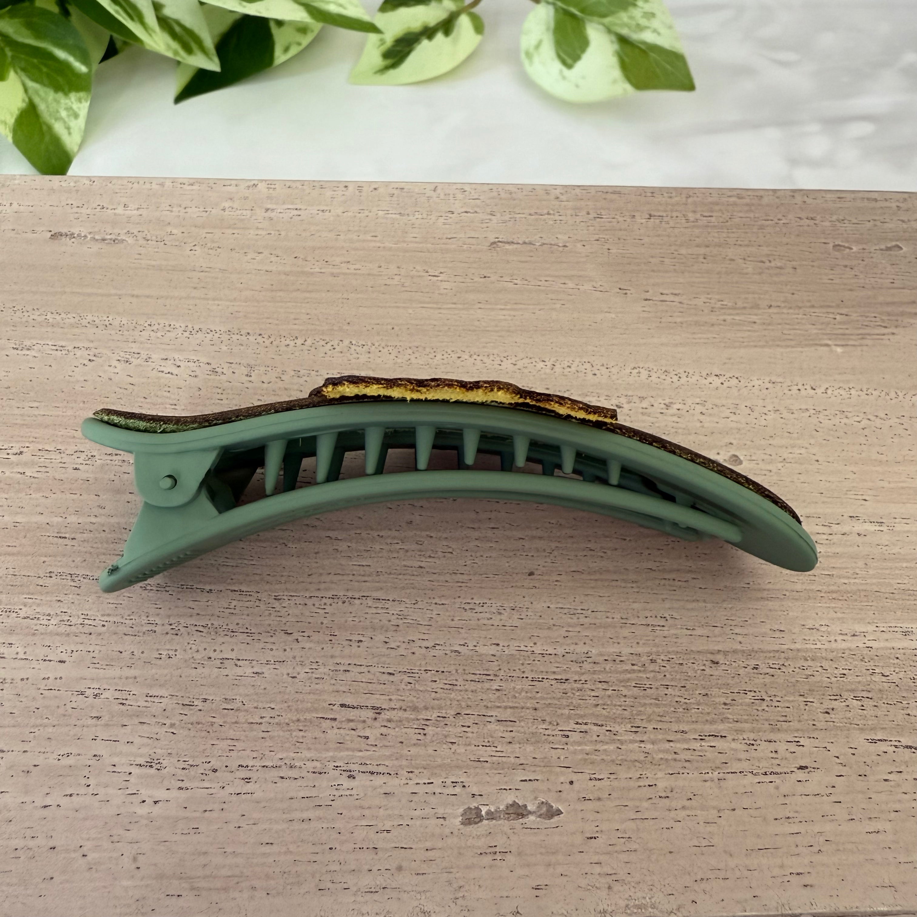 Choose Happy Boho Leather Engraved Hair Clip