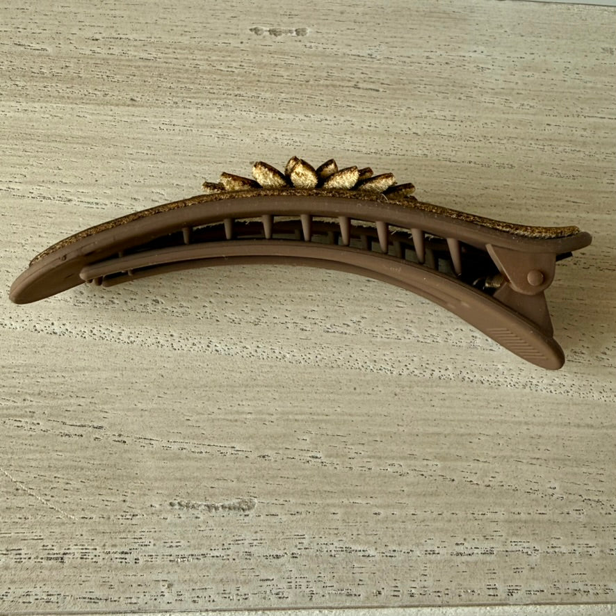 Boho western leather sunflower hair clip
