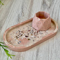 Trinket Tray and Dish Set with Crushed Seashells and geometric dish