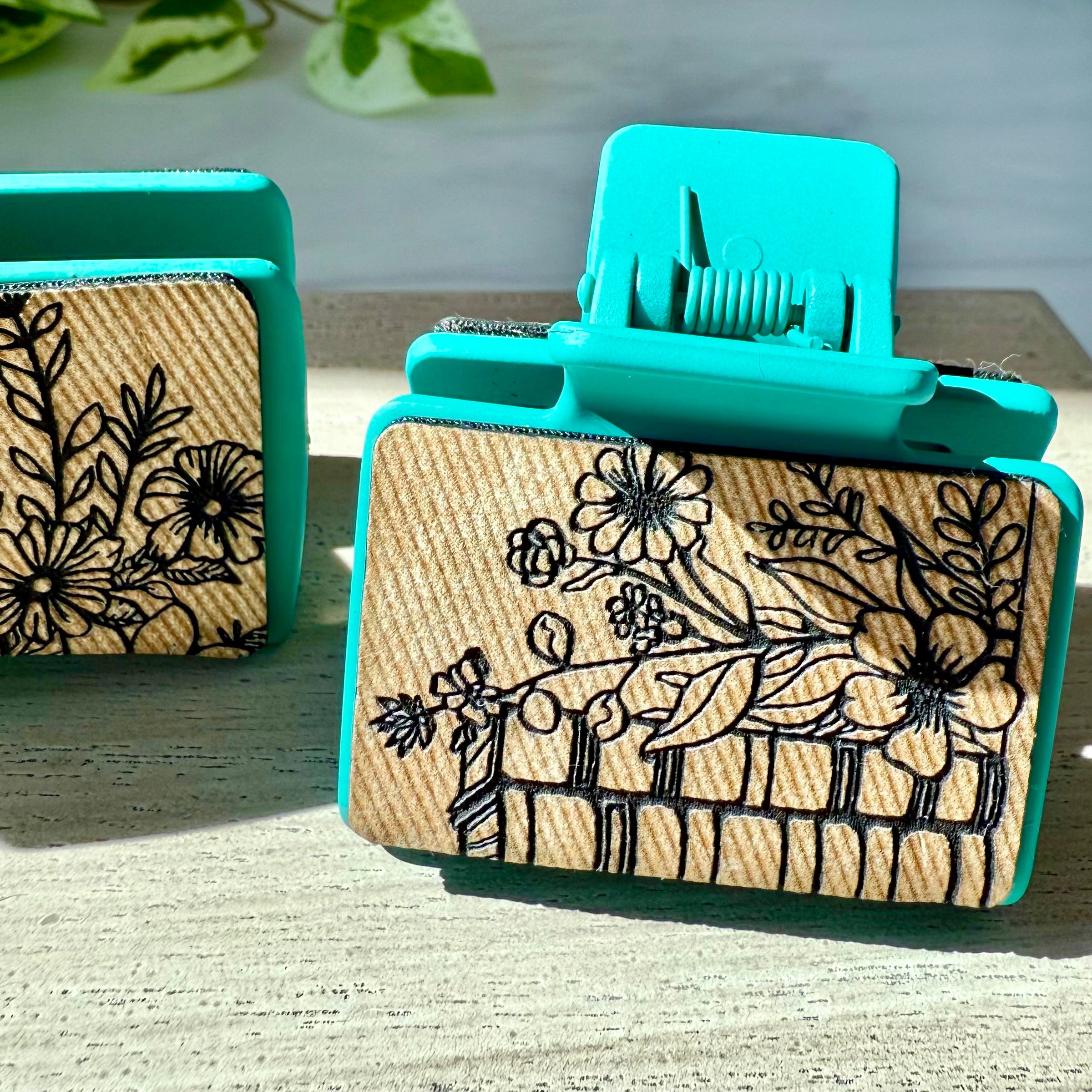 Book Lover's Engraved Claw Hair Clip Set