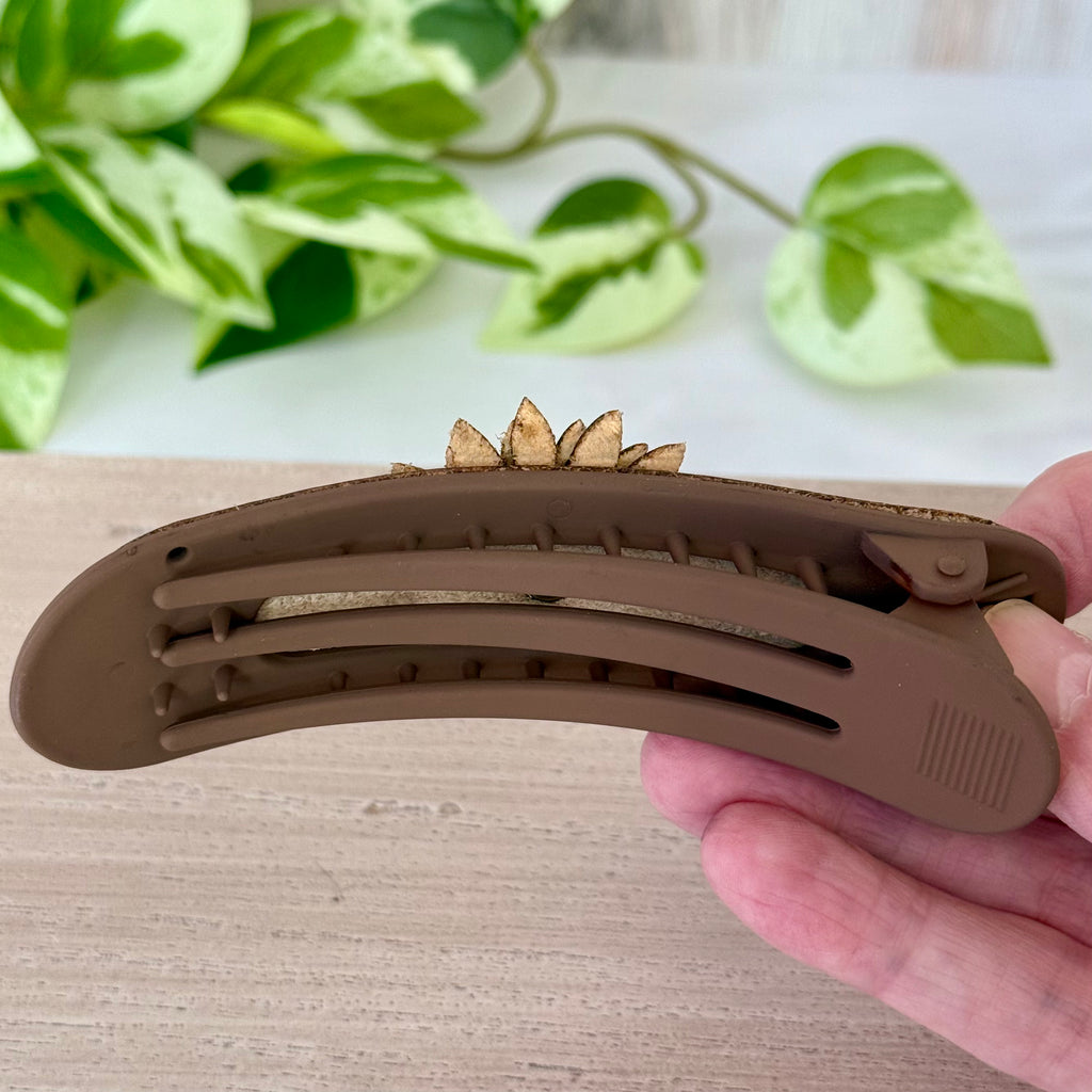 Boho western leather sunflower hair clip