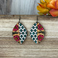 Boho western earrings with floral and aztec pattern