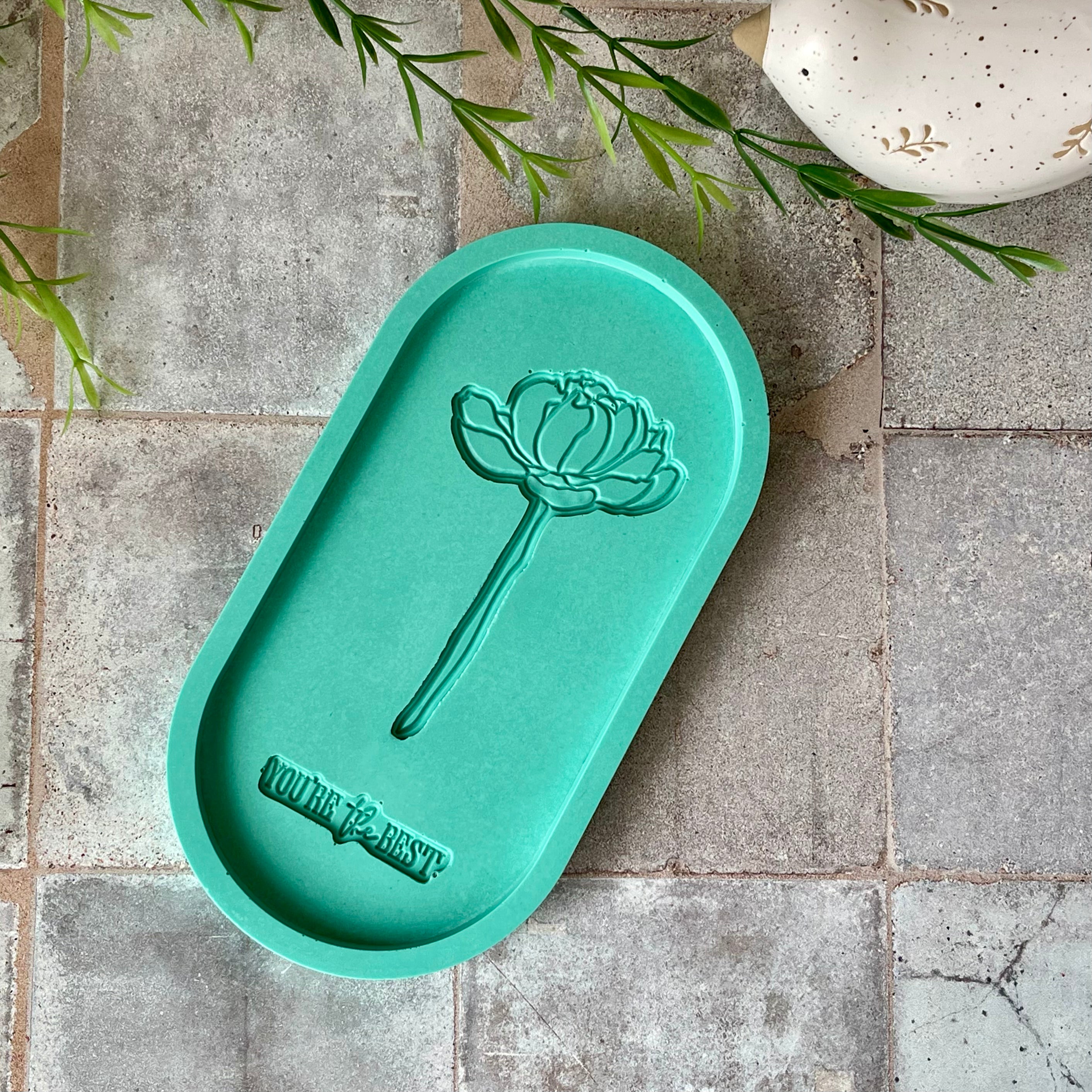Engraved Flower Trinket Tray
