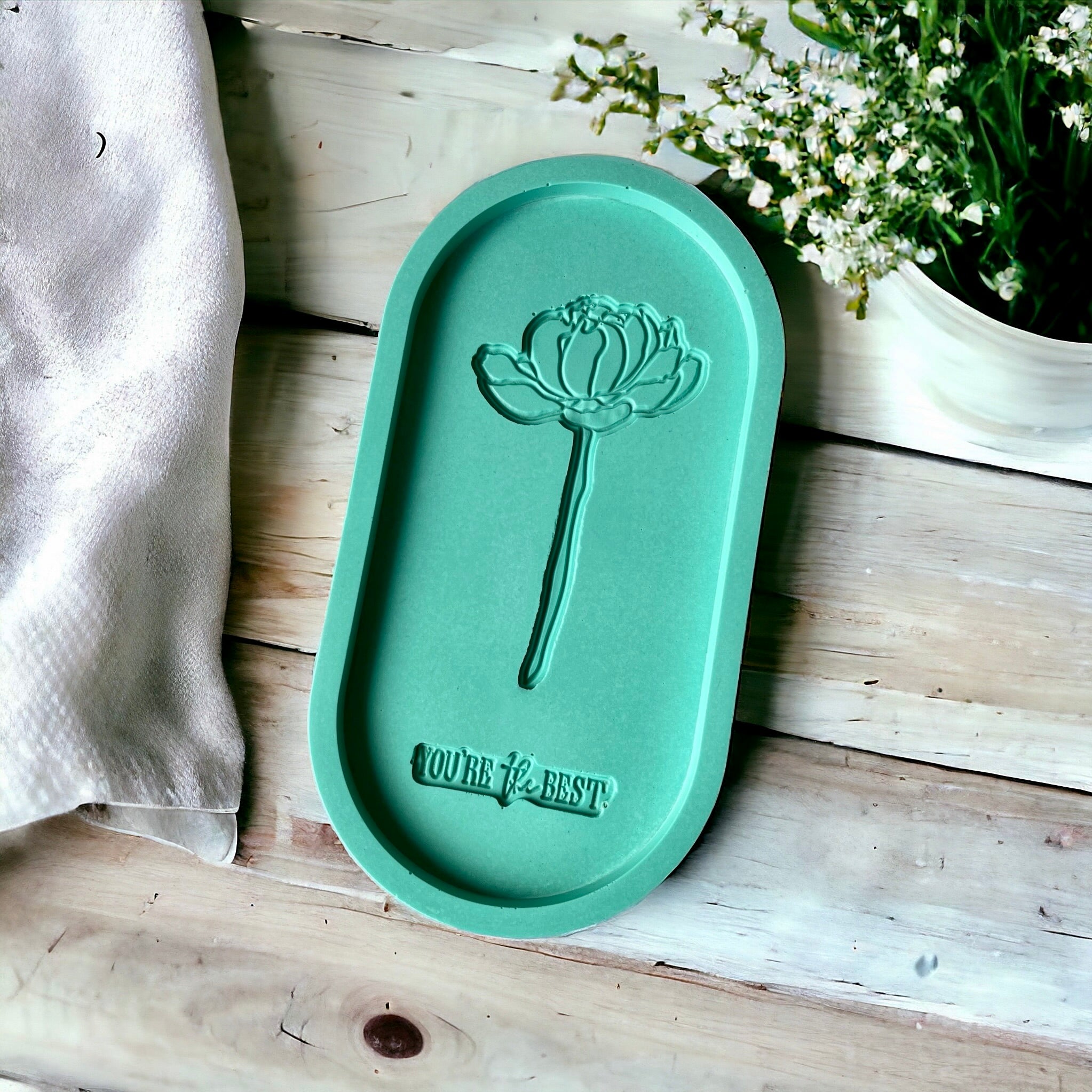 Engraved Flower Trinket Tray