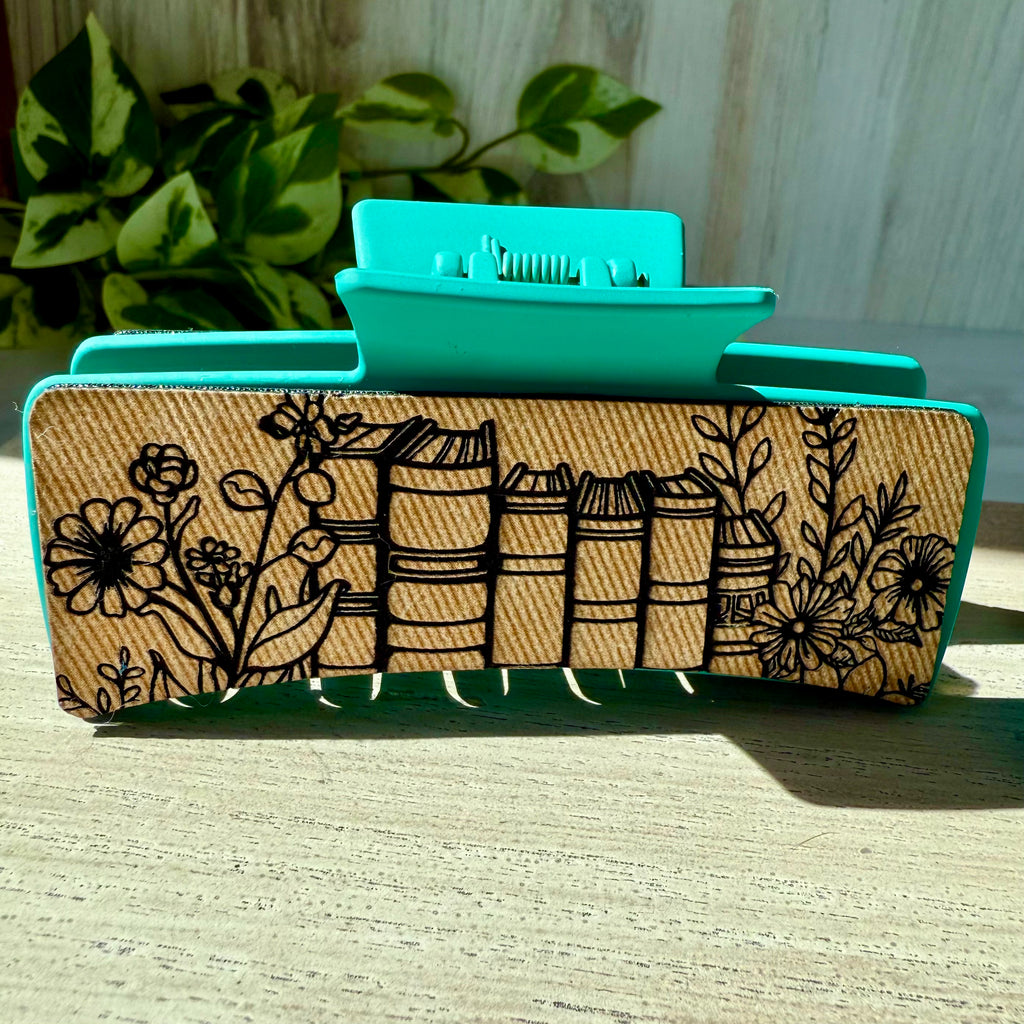 Book Lover's Engraved Claw Hair Clip Set