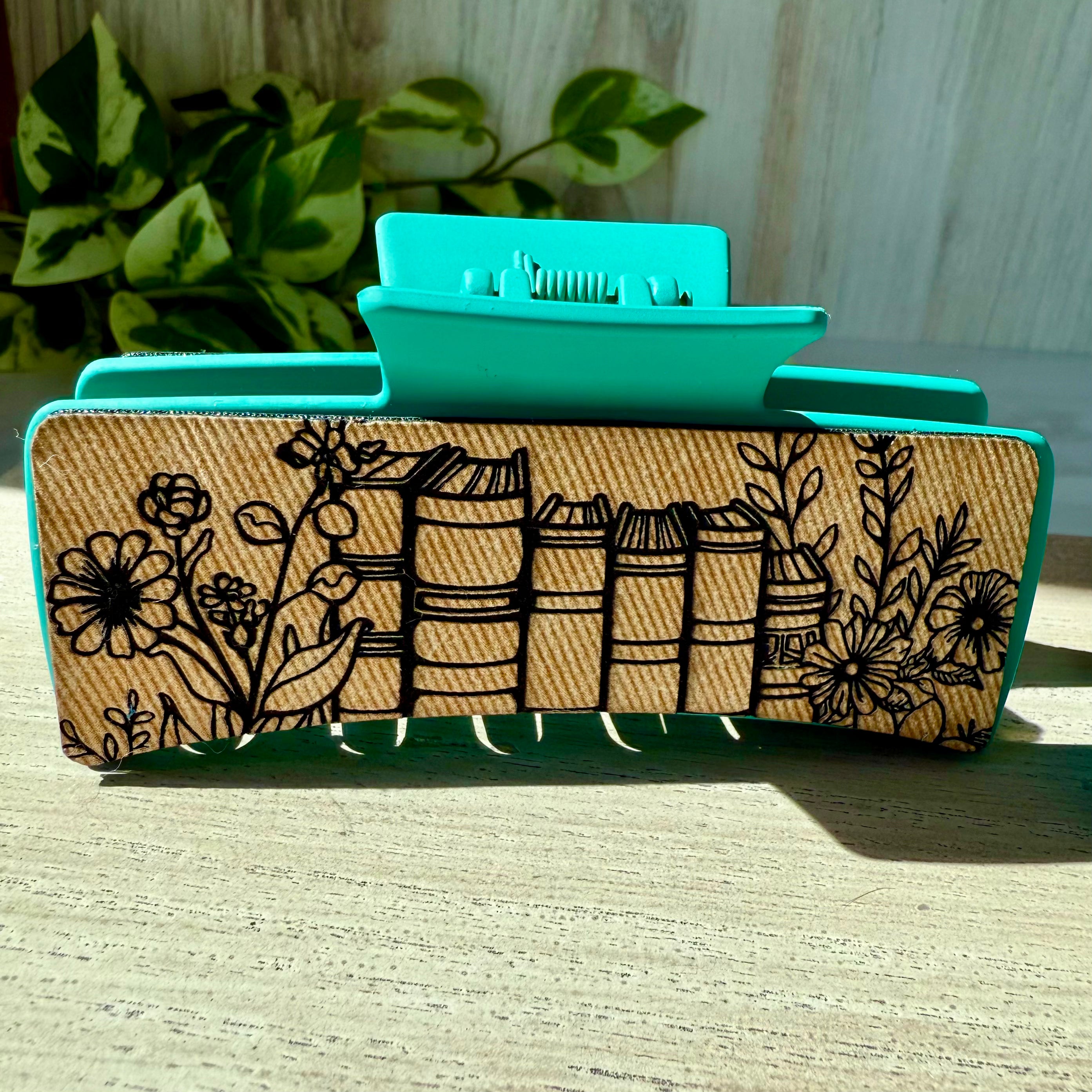 Book Lover's Engraved Claw Hair Clip Set