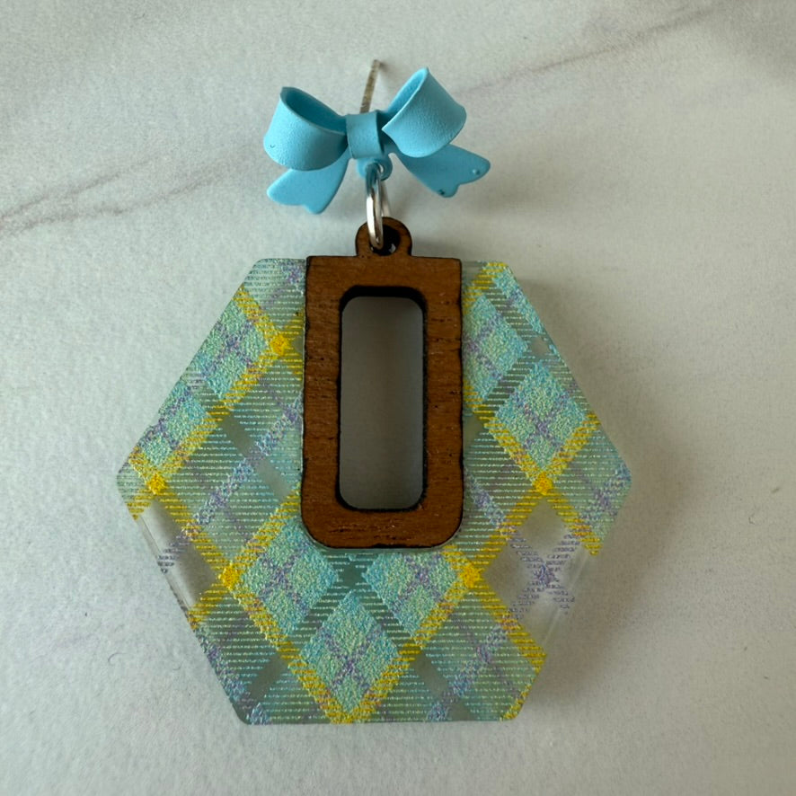 Spring Plaid Acrylic Earrings with Bow