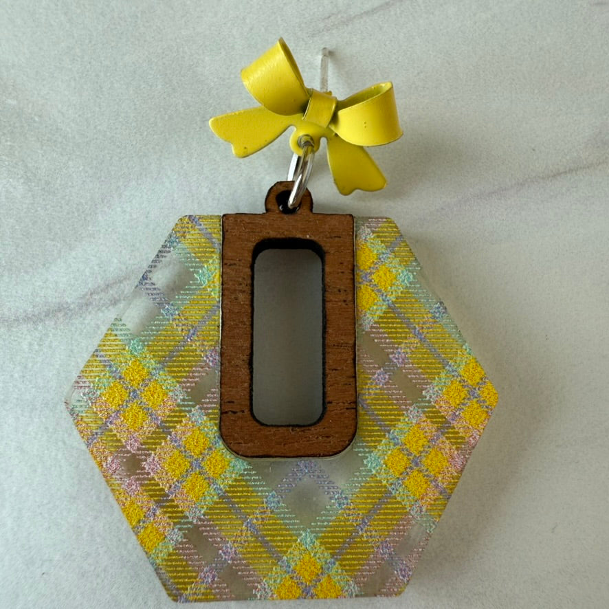 Spring Plaid Acrylic Earrings with Bow