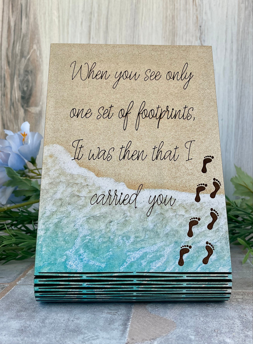 Footprints in the Sand Shelf Decor