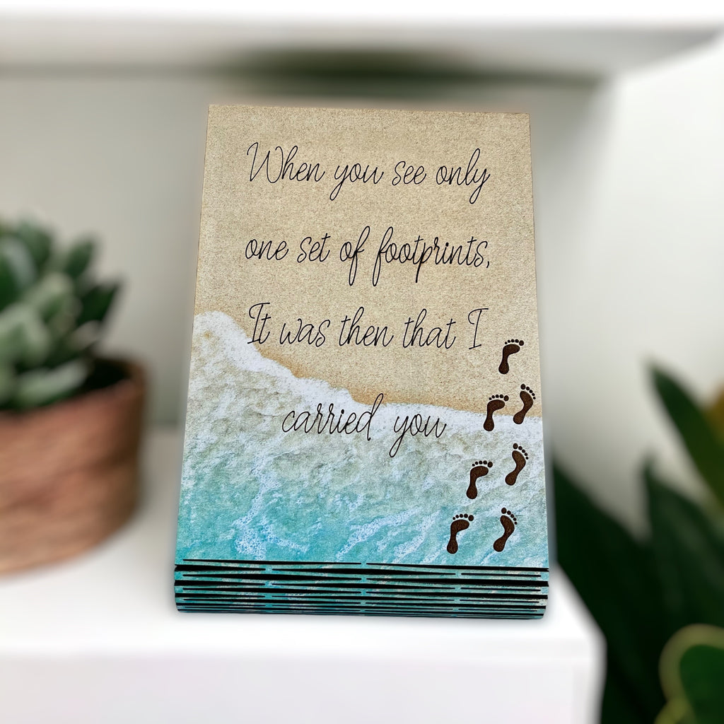 Footprints in the Sand Shelf Decor